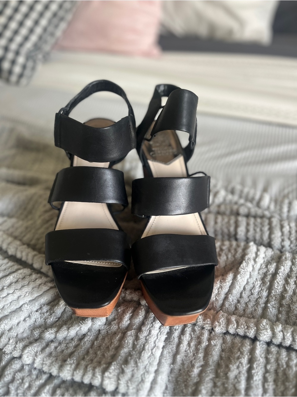 Vince Camuto Black Strappy Platform Heels